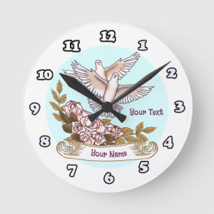 Doves and Roses clock