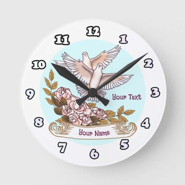 Doves and Roses  clock (Front)