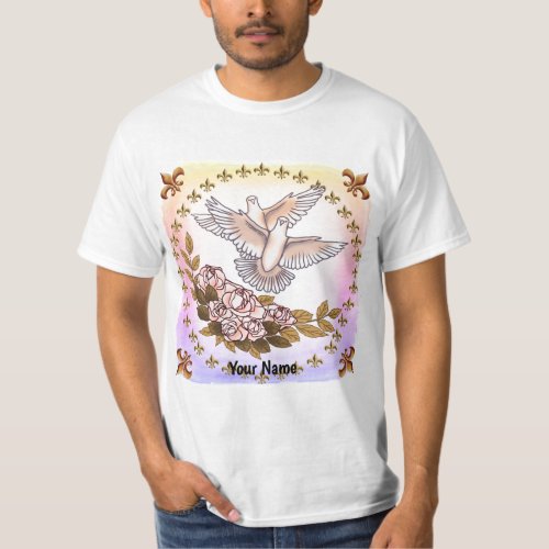 Doves And Roses custom name T_Shirt