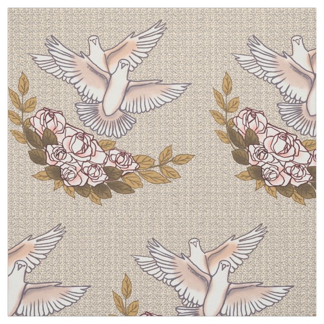 Doves and Roses Fabric (Swatch)