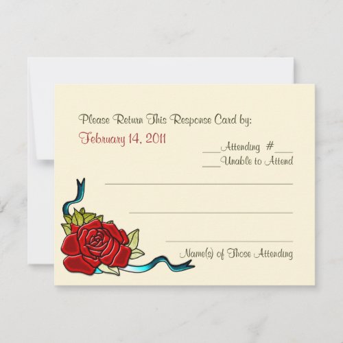 Doves and Roses in Cream Wedding Reply Card RSVP Card