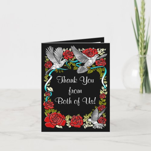 Doves and Roses Thank You Note Thank You Card