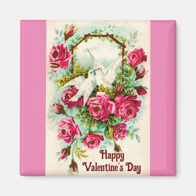 Doves And Roses Valentine Magnet (Front)