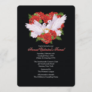 Doves and Roses Valentine's Invitation
