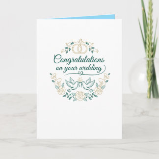 Doves and Roses, Wedding Congratulations BlankCard Card