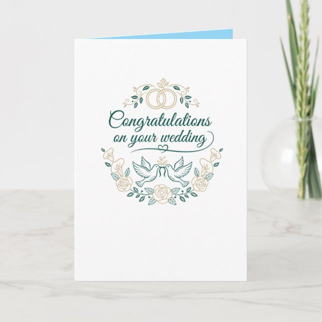Doves and Roses, Wedding Congratulations BlankCard Card (Front)