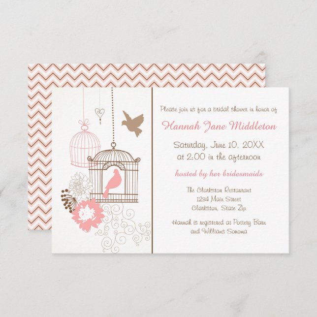 Doves & Cages - 3x5 Bridal Shower Invitation (Front/Back)