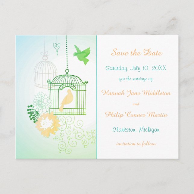 Doves & Cages - Save the Date Post Card (Front)