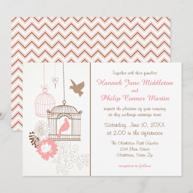 Doves & Cages - Wedding Invitation (Front/Back)