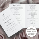 Doves Catholic Wedding Ceremony with Mass Program<br><div class="desc">This simple, yet elegant, folded Catholic wedding ceremony with mass program booklet features a pair of doves and a cross framed by two, botanical laurel branches. The neutral, minimalist, black and white, typography design has accents of calligraphy script and provides you with a text template for a traditional Catholic order...</div>