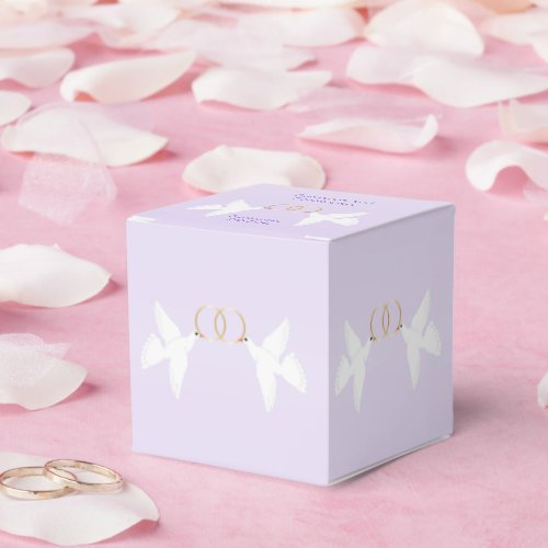 Doves Design Lilac Coloured Wedding Favor Boxes
