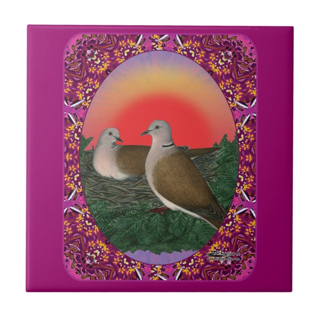 Doves Framed Ceramic Tile (Front)