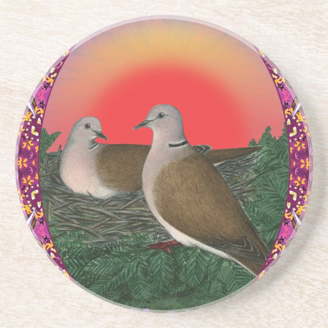 Doves Framed Drink Coaster (Front)