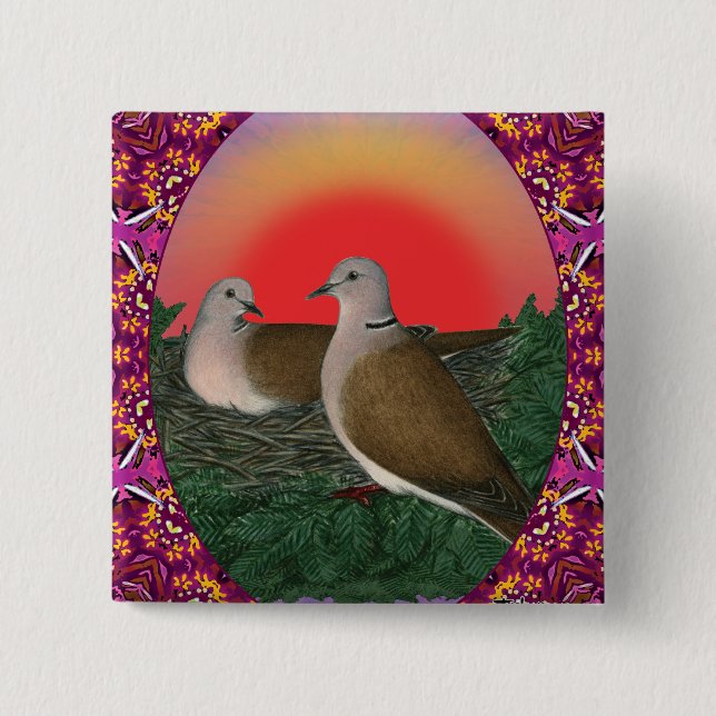 Doves Framed Pinback Button (Front)