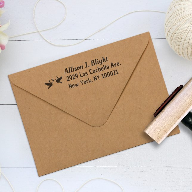 Doves + Heart Address Stamp, Return Letter Stamp  (Creator Uploaded)
