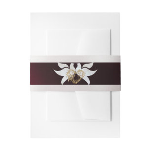Doves & Heart on Burgundy Wedding Invitation Belly Band