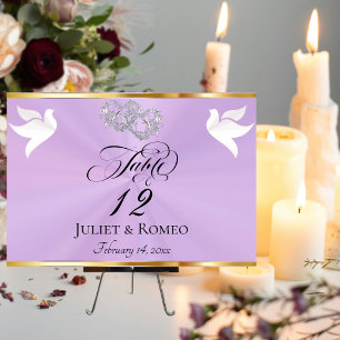 Doves & Hearts - Lavender/Silver Table Number