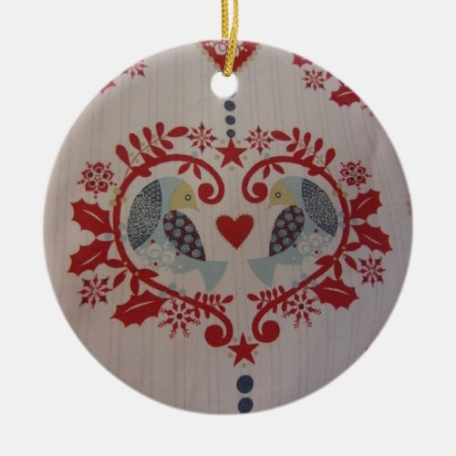 Doves  Hearts __ Pennsylvania Dutch Ceramic Ornament
