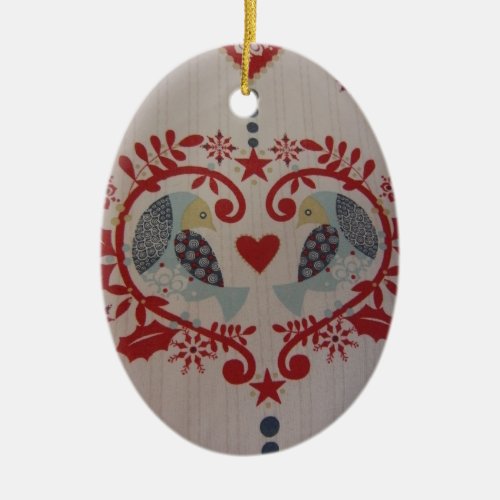 Doves  Hearts __ Pennsylvania Dutch Ceramic Ornament