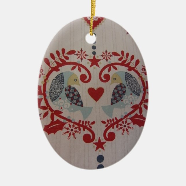 Doves & Hearts -- Pennsylvania Dutch Ceramic Ornament (Front)