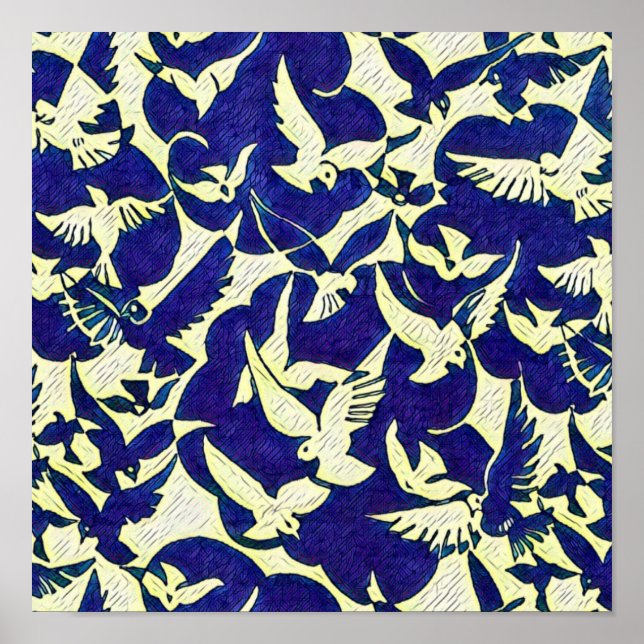 Doves in Flight Poster (Front)