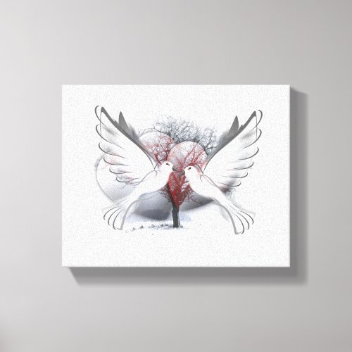 Doves In Love Canvas Print