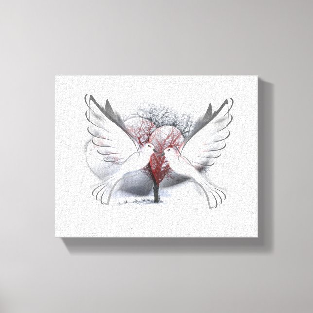 Doves In Love Canvas Print (Front)