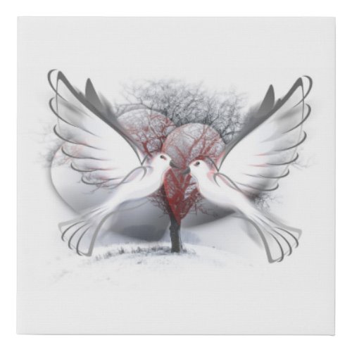 Doves In Love Faux Canvas Print