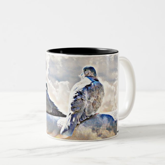 Doves In The Heavens Coffee Cup/Mug Two-Tone Coffee Mug (Front Right)