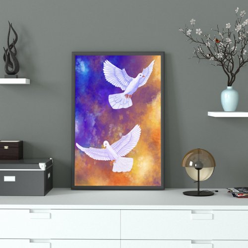 Doves in Twilight  Vibrant Colorful Acrylic Print