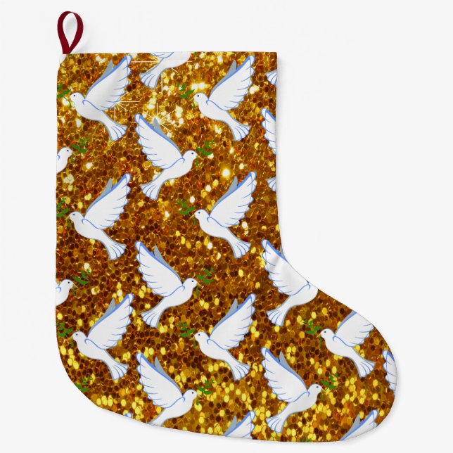 Doves Large Christmas Stocking (Front)