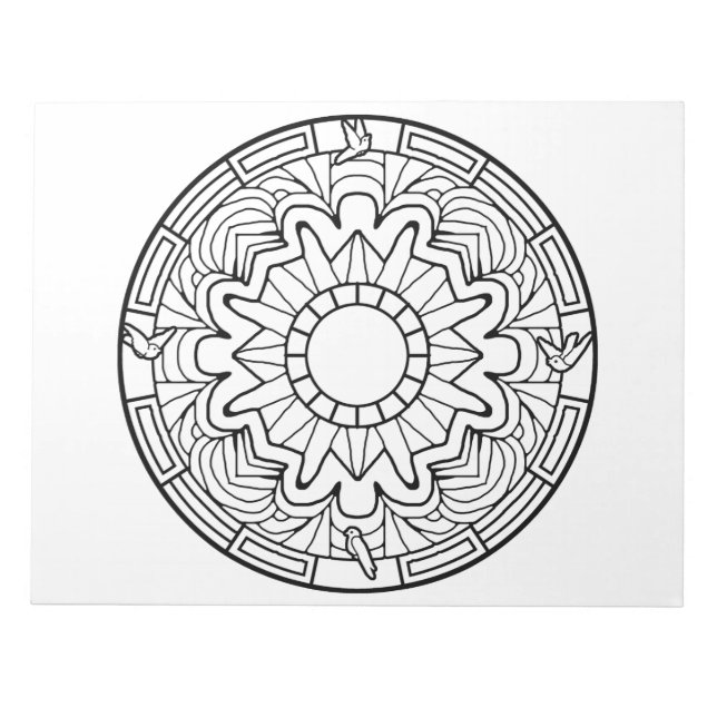 Doves Mandala Coloring Book Pad (Front)