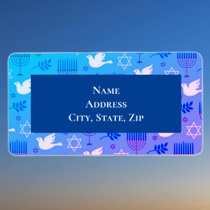 Doves, Menorah and Stars Label