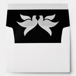 Doves & Monogram - Black/Silver Wedding Envelope