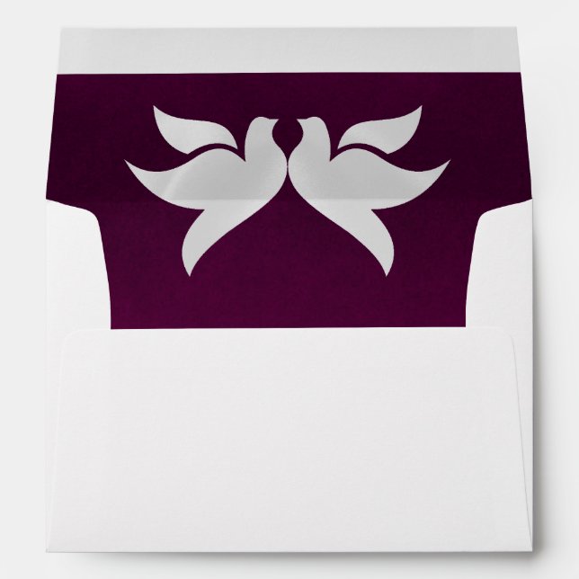 Doves & Monogram - Purple/Silver Wedding Envelope (Back (Bottom))