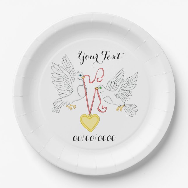Doves Of Love Paper Plates (Front)