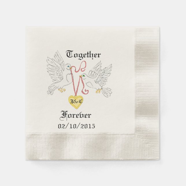 Doves of Love Personalized Napkins (Front)