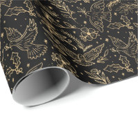 Doves Of Peace Shimmer Gold Foil Floral Pattern Wrapping Paper Sheets -  Moodthology Papery