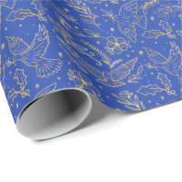 Doves Of Peace Shimmer Gold Foil Floral Pattern Wrapping Paper Sheets -  Moodthology Papery