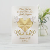Doves over Heart Wedding Invitations Personalized (Standing Front)