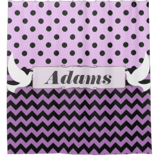 Doves Purple Black Polka Dot Chevron Ribbon Custom Shower Curtains