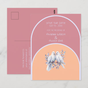 Doves Rings Peach Fuzz Dusty Pink Lavender Arched Postcard