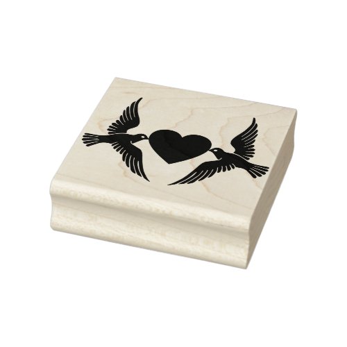 Doves with Heart Rubber Stamp