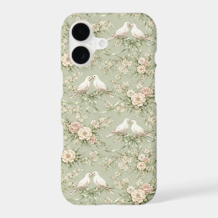 Doves with Roses and Green Sage Ribbons iPhone 17 Case