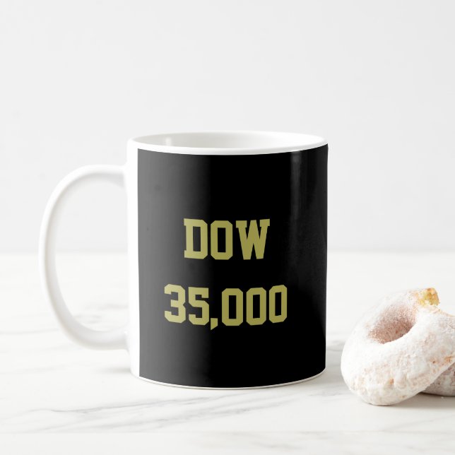 Dow 35000 Stock Market Celebration Coffee Mug (With Donut)