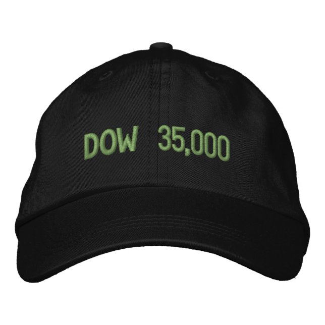 Dow 35000 Stock Market Celebration Embroidered Baseball Cap (Front)