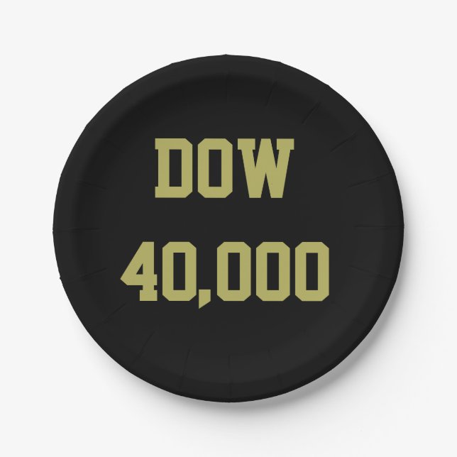 Dow 40000 Stock Market Celebration Paper Plates (Front)