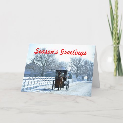 Down a Snowy Lane in Amish Country Holiday Card