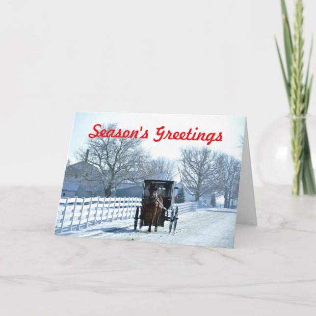 Down a Snowy Lane in Amish Country Holiday Card (Front)