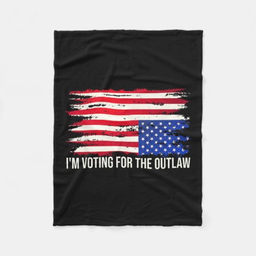 Down American Flag Distress Im Voting For The Out Fleece Blanket